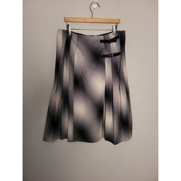 Anne Klein Dresses & Skirts - VTG Anne Klein Gradient Grey Wool Midi Skirt Sz 14 Dark Academia Preppy